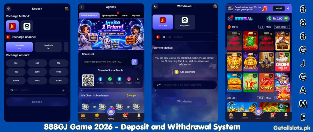 888GJ Game gameplay with deposit and withdrawal options