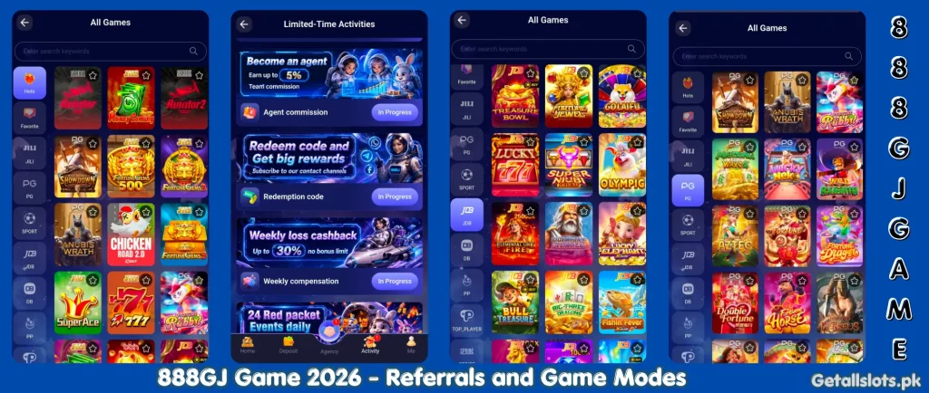 888GJ Game gameplay interface with multiple game modes