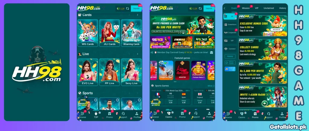 HH98 Game APK Download 2026 latest earning game app for Android users in Pakistan
