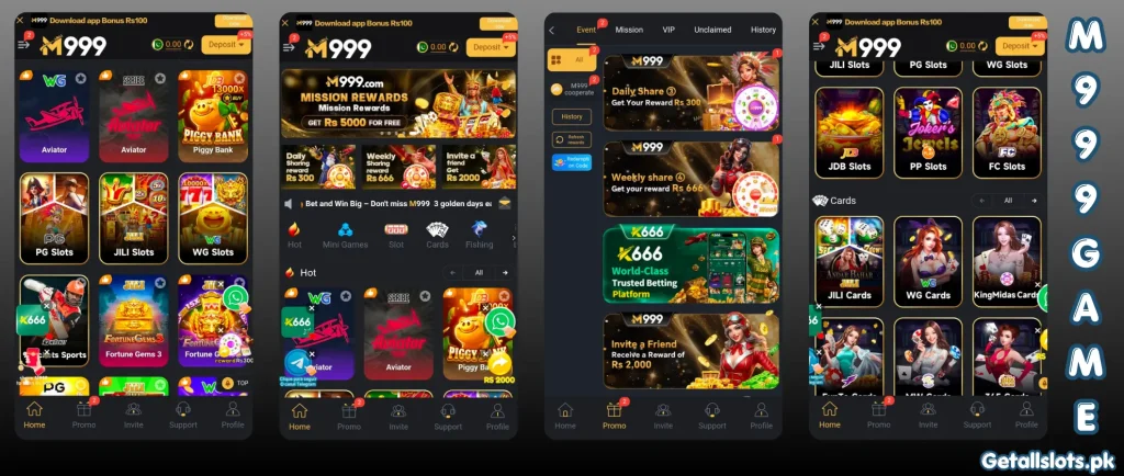 M999 Game earning app featuring big bonuses and daily rewards