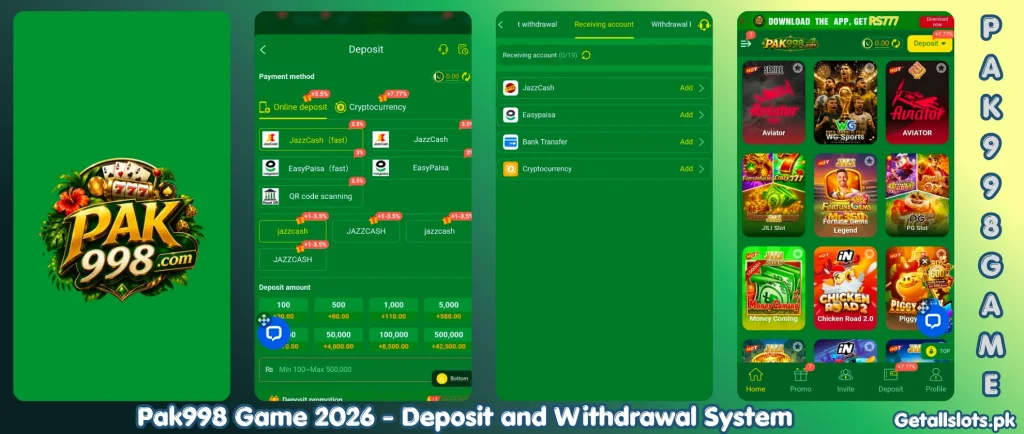 Pak998 Game Easy paisa & Jazz cash Deposit and withdrawal 2026