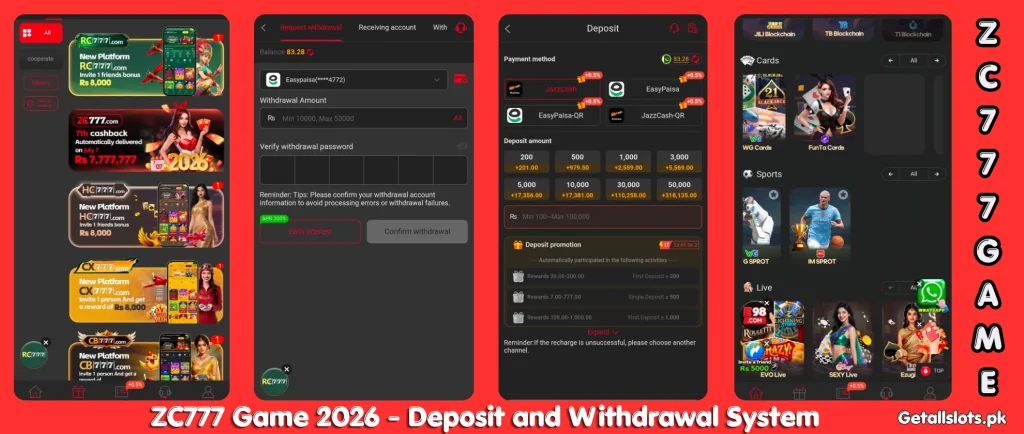 RS33 Game withdrawal section with secure payment options